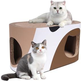 img 4 attached to 🐱 MSBC Big Cat Scratcher Lounge: Corrugated Cardboard Cat Scratcher House with Hole and Large Scratching Lounger Sofa Bed - Indoor Cats' Furniture Protector and Training Toy