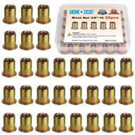 30-piece zinc-plated carbon steel rivet nut kit with knurled body - heavy duty flat head insert nuts (sae unc 3/8"-16) logo