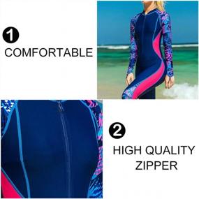 img 3 attached to Quick-Dry Full Body Wetsuit For Women: One-Piece Scuba Diving And Surfing Suit With Long Sleeves, Zipper And Sun Protection