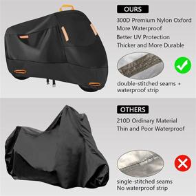 img 2 attached to 🏍️ XL 300D Heavy Duty Motorcycle Cover | All Season Waterproof Outdoor Protection Scooter Cover | Reflective Strips & Lock-Holes | Fits up to 91" Yamaha Honda Harley Suzuki | Durable & Includes Storage Bag