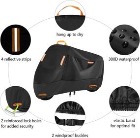 img 3 attached to 🏍️ XL 300D Heavy Duty Motorcycle Cover | All Season Waterproof Outdoor Protection Scooter Cover | Reflective Strips & Lock-Holes | Fits up to 91" Yamaha Honda Harley Suzuki | Durable & Includes Storage Bag