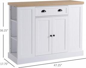 img 2 attached to HOMCOM Fluted-Style Wooden Kitchen Island - Storage Cabinet W/Drawer, Open Shelving & Interior Shelving For Dining Room, White