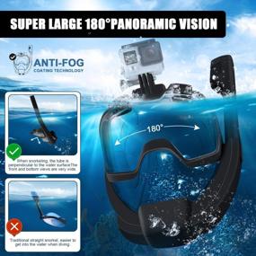 img 1 attached to Odoland 5-In-1 Snorkel Set, Anti-Fog 180° Full Face Snorkel Mask With Sidemount Pipe, Adjustable Fins, Beach Blanket, Waterproof Case, Mesh Bag, Snorkel Packages Snorkeling Gear For Adults Men Women
