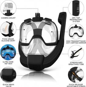img 3 attached to Odoland 5-In-1 Snorkel Set, Anti-Fog 180° Full Face Snorkel Mask With Sidemount Pipe, Adjustable Fins, Beach Blanket, Waterproof Case, Mesh Bag, Snorkel Packages Snorkeling Gear For Adults Men Women