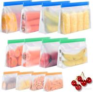 reusable food storage bags 12 pack - leakproof stand up freezer bags for kitchen storage - includes snack, sandwich, and gallon bags - bpa-free, ideal for meat, fruit, cereal, veggies логотип