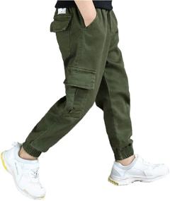 img 4 attached to 👖 Koupa Cargo Elastic Cotton Jogger Boys' Pants: Trendy & Functional Clothing