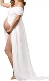 img 4 attached to Capture Your Maternity Glow With An Elegant Off-The-Shoulder Tulle Maxi Dress (Size S-XXL)