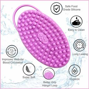 img 3 attached to Силиконовый скраб для тела для отшелушивания: легко моется, долговечный, гигиеничный и хорошо пенится - включает скруббер для лица (розовый цвет)