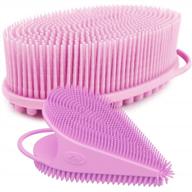 силиконовый скраб для тела для отшелушивания: легко моется, долговечный, гигиеничный и хорошо пенится - включает скруббер для лица (розовый цвет) логотип
