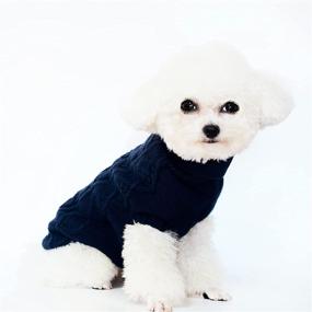 img 1 attached to Stay Warm with our Classic Turtleneck Dog Sweater - Knitted Cable Knit Jumper Coat, Perfect Winter Clothes for Dogs and Cats in Cold Season (Dark Blue, XX-Small)