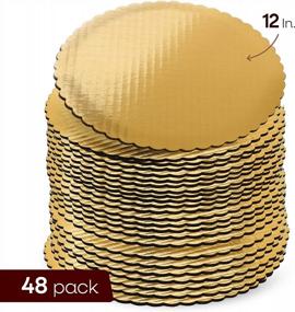 img 3 attached to Pack Of 48 StarMar 12-Inch Gold Cake Boards Rounds - Disposable Cardboard Cake Bases For Cake Decorating, Ideal 10-Inch Round Cake Boards