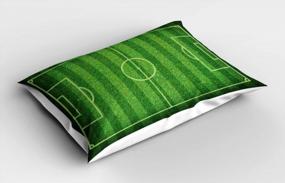 img 1 attached to ⚽️ Lunarable Soccer Field Sports Pillow Sham, Realistic Green Grass Theme Hobby Competition Field, Decorative Standard King Size Pillowcase, 36" X 20", Vibrant Lime Green