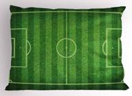 ⚽️ lunarable soccer field sports pillow sham, realistic green grass theme hobby competition field, decorative standard king size pillowcase, 36" x 20", vibrant lime green logo