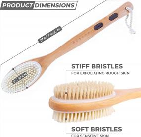 img 3 attached to Dual-Sided Long Handle Body Brush For Wet Or Dry Exfoliating - Rosena Soft And Stiff Bristles Back Scrubber To Wash & Soften Skin