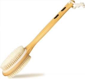 img 4 attached to Dual-Sided Long Handle Body Brush For Wet Or Dry Exfoliating - Rosena Soft And Stiff Bristles Back Scrubber To Wash & Soften Skin