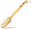 dual-sided long handle body brush for wet or dry exfoliating - rosena soft and stiff bristles back scrubber to wash & soften skin logo