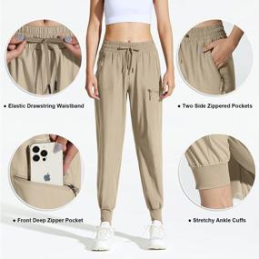 img 1 attached to Легкие быстросохнущие походные брюки для женщин - водостойкие, с UPF 50+ и эластичной талией, с карманами-карго и молнией