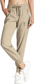 img 4 attached to Легкие быстросохнущие походные брюки для женщин - водостойкие, с UPF 50+ и эластичной талией, с карманами-карго и молнией