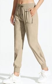 img 3 attached to Легкие быстросохнущие походные брюки для женщин - водостойкие, с UPF 50+ и эластичной талией, с карманами-карго и молнией