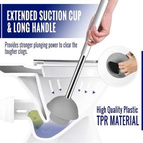 img 3 attached to 🚽 True Fresh Toilet Brush & Plunger Set: 2-in-1 Bathroom Cleaning Kit with Stainless Steel Stick & Plastic Handle