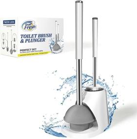 img 4 attached to 🚽 True Fresh Toilet Brush & Plunger Set: 2-in-1 Bathroom Cleaning Kit with Stainless Steel Stick & Plastic Handle