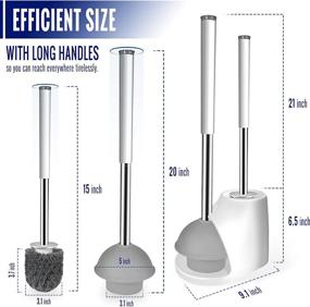 img 1 attached to 🚽 True Fresh Toilet Brush & Plunger Set: 2-in-1 Bathroom Cleaning Kit with Stainless Steel Stick & Plastic Handle