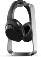 weighted aluminum headphone stand holder in space gray - desk hanger for most brands and sizes of headsets logo