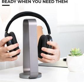 img 2 attached to Weighted Aluminum Headphone Stand Holder In Space Gray - Desk Hanger For Most Brands And Sizes Of Headsets