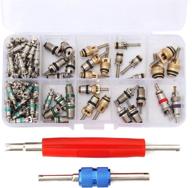 esumic 102pcs car air conditioning core valves with removal tool - r12 r134a automotive a/c valve stem cores for efficient car air conditioning repair logo