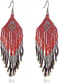 img 2 attached to 4 Pair Multicolor Bohemian Tassel Earrings - Weicam Women'S Handmade Beaded Jewelry