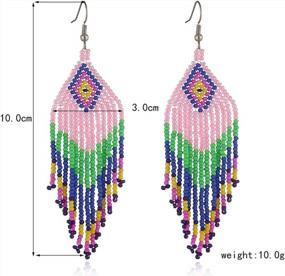 img 3 attached to 4 Pair Multicolor Bohemian Tassel Earrings - Weicam Women'S Handmade Beaded Jewelry