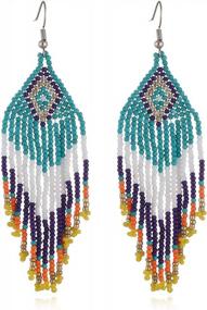 img 1 attached to 4 Pair Multicolor Bohemian Tassel Earrings - Weicam Women'S Handmade Beaded Jewelry
