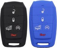 🔑 2pcs btopars 5-button silicone rubber remote smart key fob case cover for dodge ram 1500 2019-2022 – black/blue, compatible with air suspension логотип