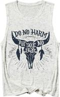women's country music inspirational tank top: 'do no harm but take no bull' vest logo