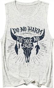 img 4 attached to Women'S Country Music Inspirational Tank Top: 'Do No Harm But Take No Bull' Vest