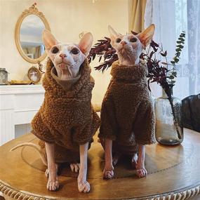 img 2 attached to 🐾 Autumn Winter Bonaweite Hairless Cats Thick Camel Lamb Wool Sweater - Breathable Super Stretch Two-Legged Cat Clothes Vest for Sphynx, Cornish Rex, Devon Rex, Peterbald