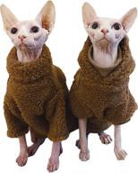 🐾 autumn winter bonaweite hairless cats thick camel lamb wool sweater - breathable super stretch two-legged cat clothes vest for sphynx, cornish rex, devon rex, peterbald логотип