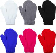 детские вязаные перчатки унисекс, варежки - 6 пар, эластичные зимние варежки для малышей от cooraby логотип