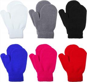img 4 attached to Unisex Baby Knitted Gloves Mittens - 6 Pairs Toddler Magic Stretch Winter Mittens By Cooraby