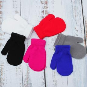 img 1 attached to Unisex Baby Knitted Gloves Mittens - 6 Pairs Toddler Magic Stretch Winter Mittens By Cooraby