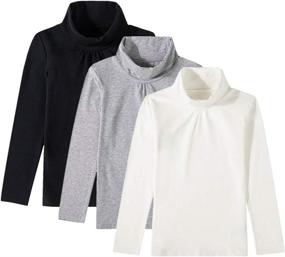 img 4 attached to UNACOO Long Sleeve Turtleneck Elasthan Off White Girls' Clothing : Tops, Tees & Blouses