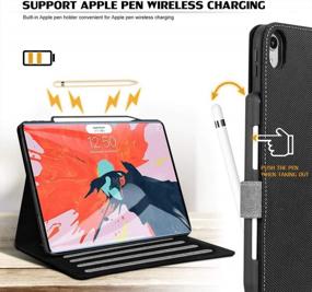img 1 attached to Auto-Sleep Multi-Angle Stand Folio Case For IPad Pro 12.9 2018, With Apple Pencil Charging Support - Skycase Black Cover For 3Rd Generation IPad Pro 12.9 Inch