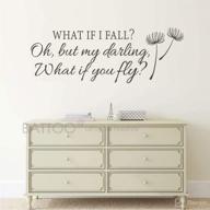 🦋 battoo inspirational wall decal - what if i fall, oh my darling what if you fly quote - bedroom and nursery decor for girls - black, 30" w x 11" h логотип