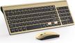 wireless keyboard and mouse ultra slim combo, topmate 2.4g silent compact usb 2400dpi mouse and scissor switch keyboard set with cover, 2 aa and 2 aaa batteries, for pc/laptop/windows/mac - gold black 1 logo