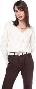 img 2 attached to ZAFUL Ladies' Cropped Button-Down Cardigan With Ribbed Knit Trim And V-Neckline, Long Sleeves