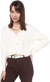 img 3 attached to ZAFUL Ladies' Cropped Button-Down Cardigan With Ribbed Knit Trim And V-Neckline, Long Sleeves