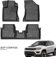 all-weather non-slip rubber floor mats for jeep compass 2017-2021 (1st & 2nd row, black) logo