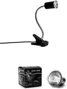 img 1 attached to 🦎 Premium Reptile Aquarium Heating Lamp with 2 UVA UVB (50W) Bulb Baking Lamps and Adjustable Stand - Ideal for Lizard Turtle Snake Chameleon - Includes Aquarium Clip Lamps (E27, 110V) - Black