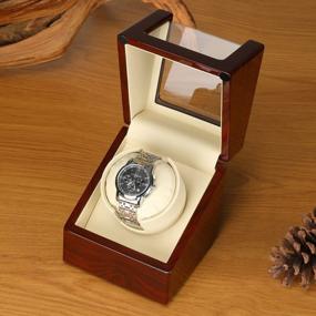 img 3 attached to Single Automatic Watch Winder Wooden Box - Improved With Mabuchi Motor, By CHIYODA