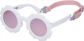 img 4 attached to Polarized Toddler Sunglasses With Strap In Retro Flower Frame, Flexible For Boys And Girls Age 3-24 Months By COCOSAND